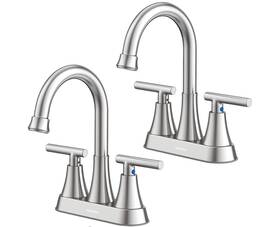 Hur-4lt-nickel Hurran 2 Pack Bathroom Faucets For Sink Or 3 Hole 4 Inch Brushed Vanity Rv Centerset