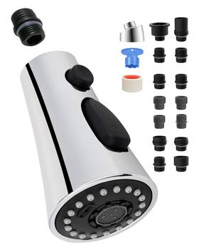 Hyfaucethead-9a-75032-c Hygie Rinse Universal Kitchen Faucet Head Replacement With 15 Adapter Kit Chrome