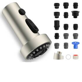 Hyfaucethead-9a-754flash Hygie Rinse Universal Kitchen Faucet Head Replacement With 15 Adapter Kit Brushed Nickel