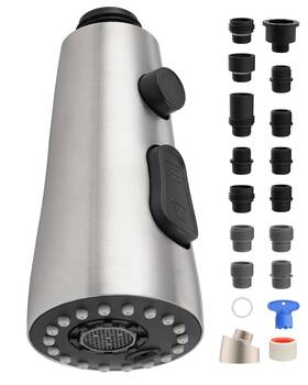 Hyfaucethead786-304-bn Hygie Rinse Stainless Faucet Head Replacement With 15 Adapters Compatible Moen/delta