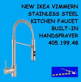 405.199.48 Ikea Vimmern Stainless Steel Kitchen Faucet Built-in Hand Sprayer New