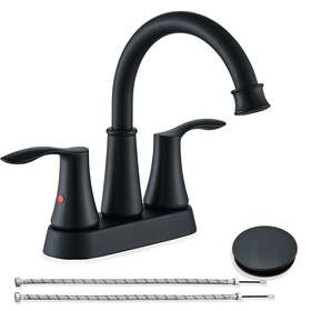 Ikebana Us1201 Matte Black Bathroom Sink Faucet 2 Handle 4 Inch Centerset Vanity Mixer
