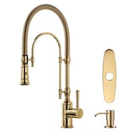 Iviga 711181488487 Solid Brass Single Handle Pull Down Sprayer Kitchen Faucet With Soap Dispenser I
