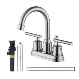 Vba11 Iviga Centerset Bathroom Faucets 4 Inch Double Handle High Arc Silver Brushed Nickel