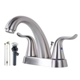 Vba12 Iviga Bathroom Faucet 5 Inch Centerset Double-handle High Arc With Drain Kit Nickel