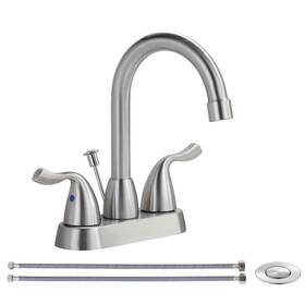 Vba32 Iviga 4 Inch Centerset Double Handle High Arc Bathroom Faucet With Lift Rod Drain