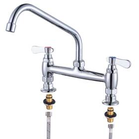 Vg2316100c-10-fbaus Iviga Commercial Sink Faucet With 10 Inch Swivel Spout And Supply Lines 8 Center Deck M