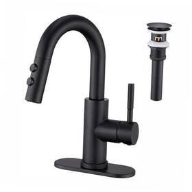Kbl-7002b-cl2 Jie Jun Wu Bathroom Sink Faucet With Pull Down Sprayer Single Handle Out Matte Black
