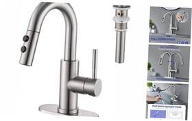 Kbl-7002bn-cl Jie Jun Wu Bathroom Sink Faucet With Pull Down Sprayer Single Handle Brushed Nickel