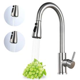 J300-05-02bn Jlerli Kitchen Faucet With Pull Down Sprayer High Arc Brushed Nickel Single Handle