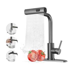Ju011y01 Joom Grey Kitchen Faucet With Pull Down Sprayer Waterfall 3-mode Stainless Steel