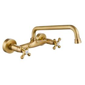 B07y4yw3sl Junhai Xu Wall Mount Faucet 8 Inch Center Antique Brass Kitchen Sink Taps 2 Cross Knobs