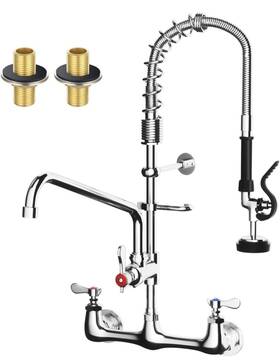 Jzbrain 778778302250 Tolsuny Commercial Kitchen Faucet Wall Mount With Pre-rinse Modern 25 Chrome