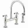 K-6131-3-sn Kohler Polished Nickel Parq Deck-mount Bridge Faucet With Sidespray