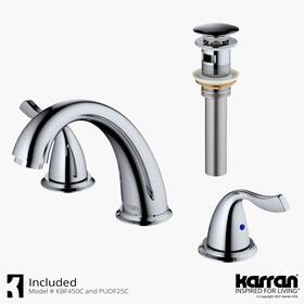 Karran 814038028536 Fulham Three Hole Two Handle Widespread Bathroom Chrome
