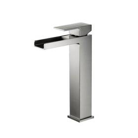 Kibi Usa 842708113763 Waterfall Lead-free Solid Brass Single Handle Bathroom Sink Brushed Nickel