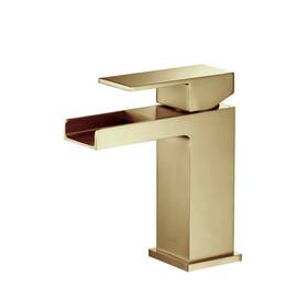 Kibi Usa 842708115255 Waterfall Solid Brass Single Handle Sink Faucet Brushed Gold