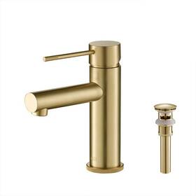 Kibi Usa 842708116634 Luxury Single Hole Bathroom Faucet Brushed Gold With Pop Up Drain