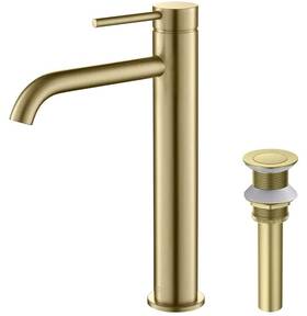 Kibi Usa 842708119420 Luxury Solid Brass Single Hole Bathroom Vessel Sink Faucet Brushed Gold With Pop U