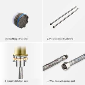 Kibi Usa 842708120983 Lead Free Single Handle Bathroom Faucet With Water Hose Brush Gold Pop Up Drai