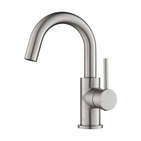 Kibi Usa 842708126411 Circular Single Handle High-arc Bathroom Sink Faucet With Brushed Nickel