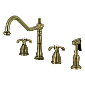 Kb1793txbs Kingston Brass 196507296814 French Country Widespread Kitchen Faucet Sprayer Antique