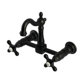 Ks2440ax Kingston Brass 196507305424 Heritage Two-handle Wall Mount Kitchen Faucet Matte