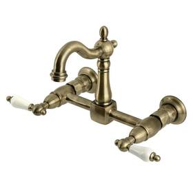 Ks2443pl Kingston Brass 196507305738 Heritage Two-handle Wall Mount Faucet Antique