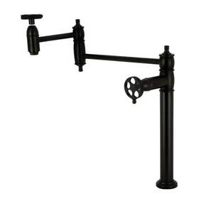 Ks3700rkx Kingston Brass 196507327884 Webb Two-handle 1-hole Deck Mount Pot Filler Faucet With Knurled Ha