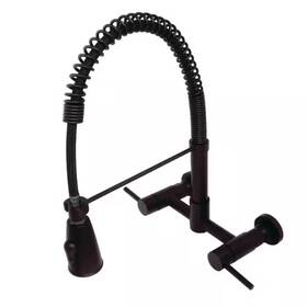 Kingston Brass 313056792783 Modern 2-handle Wall-mount Pull-down Sprayer Kitchen Faucet In Oil Rubbed Bronze