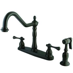 Kingston Brass 663370033711 Double Handle 8 Inch Kitchen Faucet With Sprayer