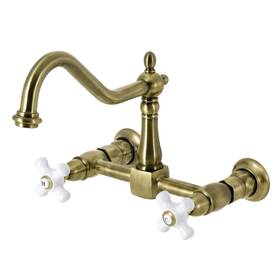 Kingston Brass 663370041914 Heritage 8-inch Centerset Wall Mount Kitchen Faucet Antique