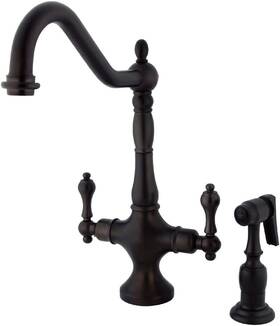 Kingston Brass 663370054730 Ks1775albs Heritage Kitchen Faucet With Sprayer Oil Rubbed