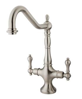 Ks1778alls Kingston Brass 663370054778 Satin Nickel 2 Handle Single Hole Kitchen Faucet