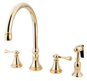 Kingston Brass 663370059537 Ks2792blbs Widespread Kitchen Faucet With Sprayer New Open Box
