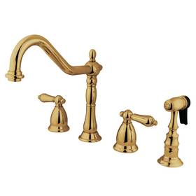 Kingston Brass 663370075827 Ks1792albs Heritage Widespread Kitchen Faucet 12.38 X 8.56 2 Polished