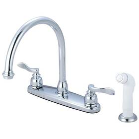 Kb8791nfl Kingston Brass 663370133732 Nuwave French 8-inch Kitchen Faucet With Twin Handle And White Spra