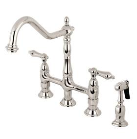 Kingston Brass 663370177804 Bridge Polished Nickel Ks1276albs Heritage 8 Inch Kitchen Faucet