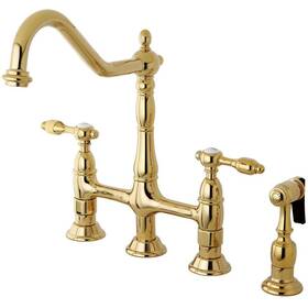 Kingston Brass 663370278563 Tudor 8 Inch Center Kitchen Faucet With Sprayer