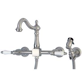 Kingston Brass 663370334436 Ks126plbs Heritage 1.8 Gpm Widespread Bridge - Nickel