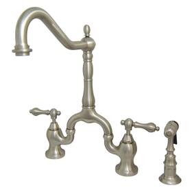 Kingston Brass 663370439032 Ks775.talbs Tudor 1.8 Gpm Deck Mounted Bridge - Nickel