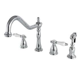 Kingston Brass 663370446993 Victorian Porcelain 2-handle Standard Kitchen Faucet With Side Sprayer In Chrome