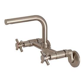 Kingston Brass 663370488320 Concord 8 Inch Adjustable Center Wall Mount Kitchen Faucet 6-11/16 Brushed Nickel