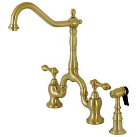 Kingston Brass 663370530470 Ks7757albs English Country Bridge Kitchen Faucet