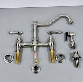 Kingston Brass 663370541087 Restoration Widespread Bridge Kitchen Faucet - Nickel Ks327.albs