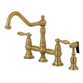 Kingston Brass 663370541100 Ks3277albs Kitchen Faucet With Side Sprayer Brushed 13.06 X 14.06 9.44