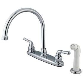 Kb791 Kingston Brass 663370579103 Magellan Twin Lever Handle C Type Kitchen Faucet With Sprayer 8-3/4- Inch