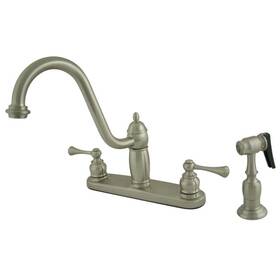 Kingston Brass 663370646546 Heritage 2-handle Standard Kitchen Faucet With Side Sprayer In Brushed Nickel