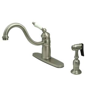 Kingston Brass 663370646959 Victorian Single-handle Standard Kitchen Faucet With Side Sprayer In Brushed