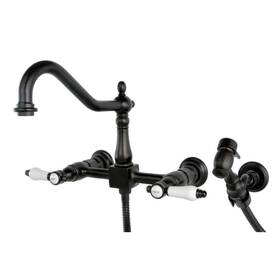 Kingston Brass 663370652479 Bel-air 2-handle Wall-mount Standard Kitchen Faucet With Side In